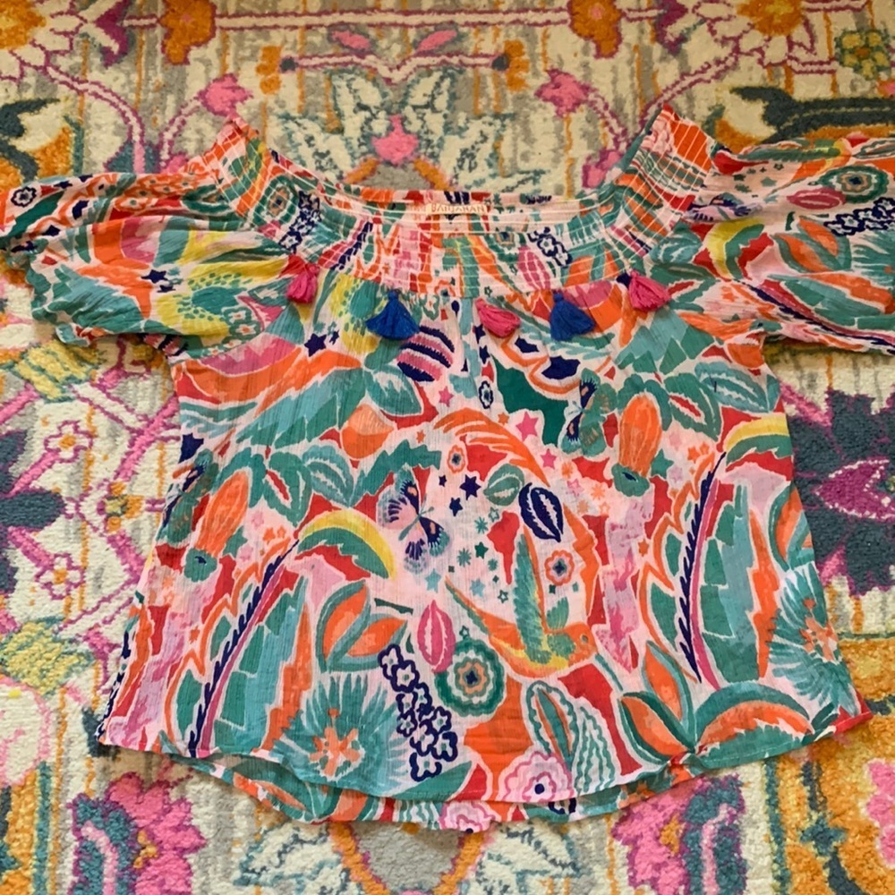 Banjanan Multicolor Whimsical Top with Tassels Size Large